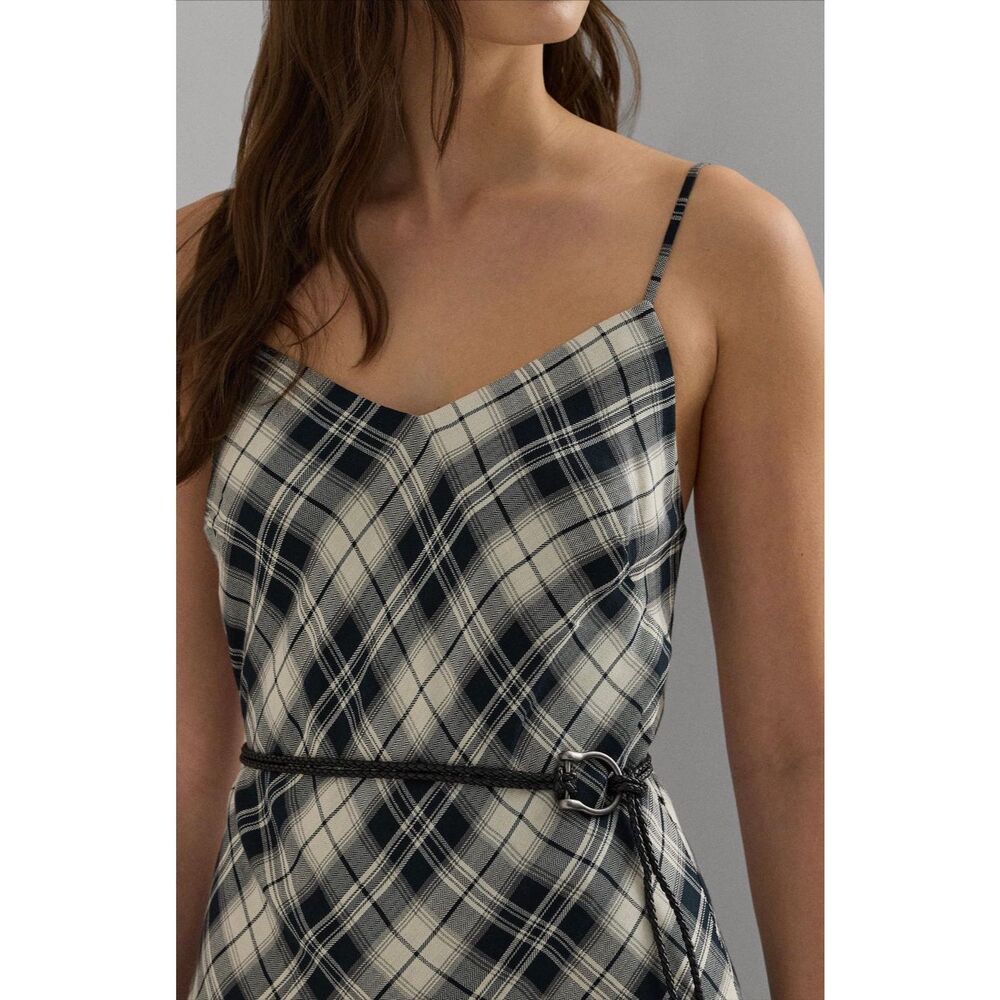 Lauren Ralph Lauren Plaid Belted Herringbone Dress 10 - Picture 6 of 11